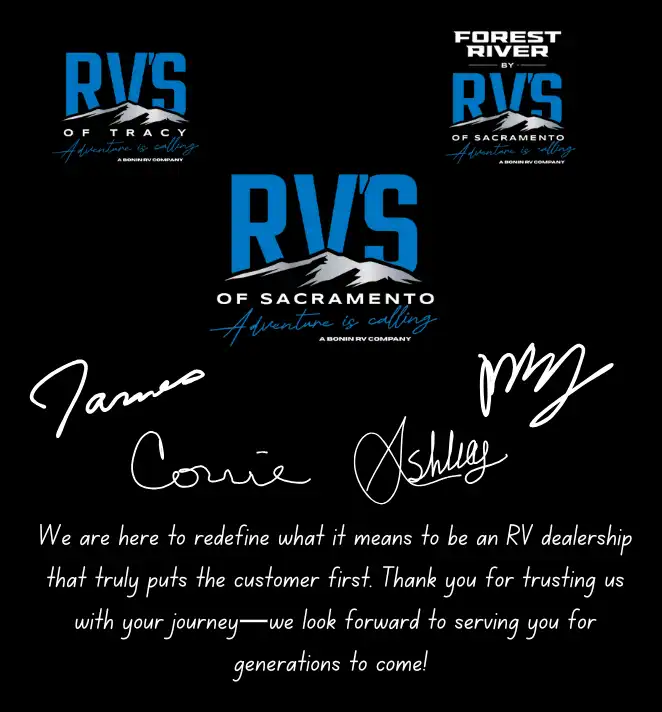 A note and signatures from the RV's of Sacramento ownership team